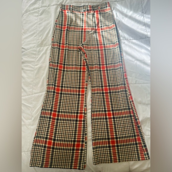 Free People Jules Plaid High Waisted Wide Leg Pants - Picture 2 of 6